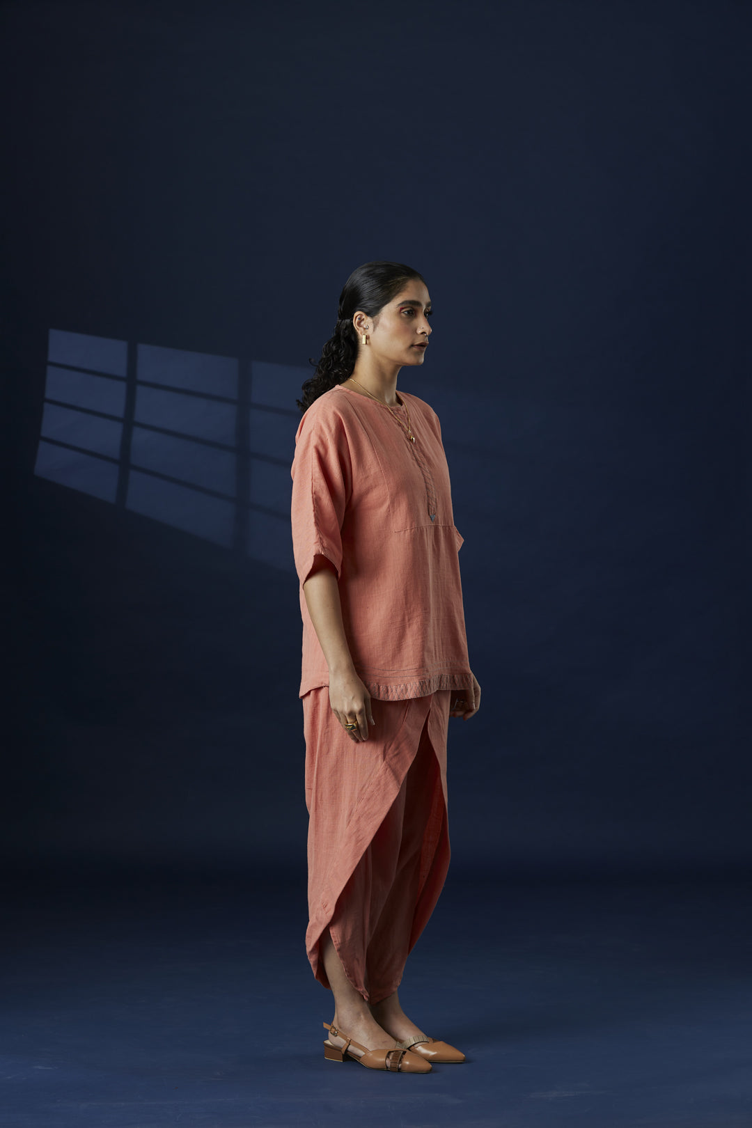 Peach Khaddar Cotton Kurta