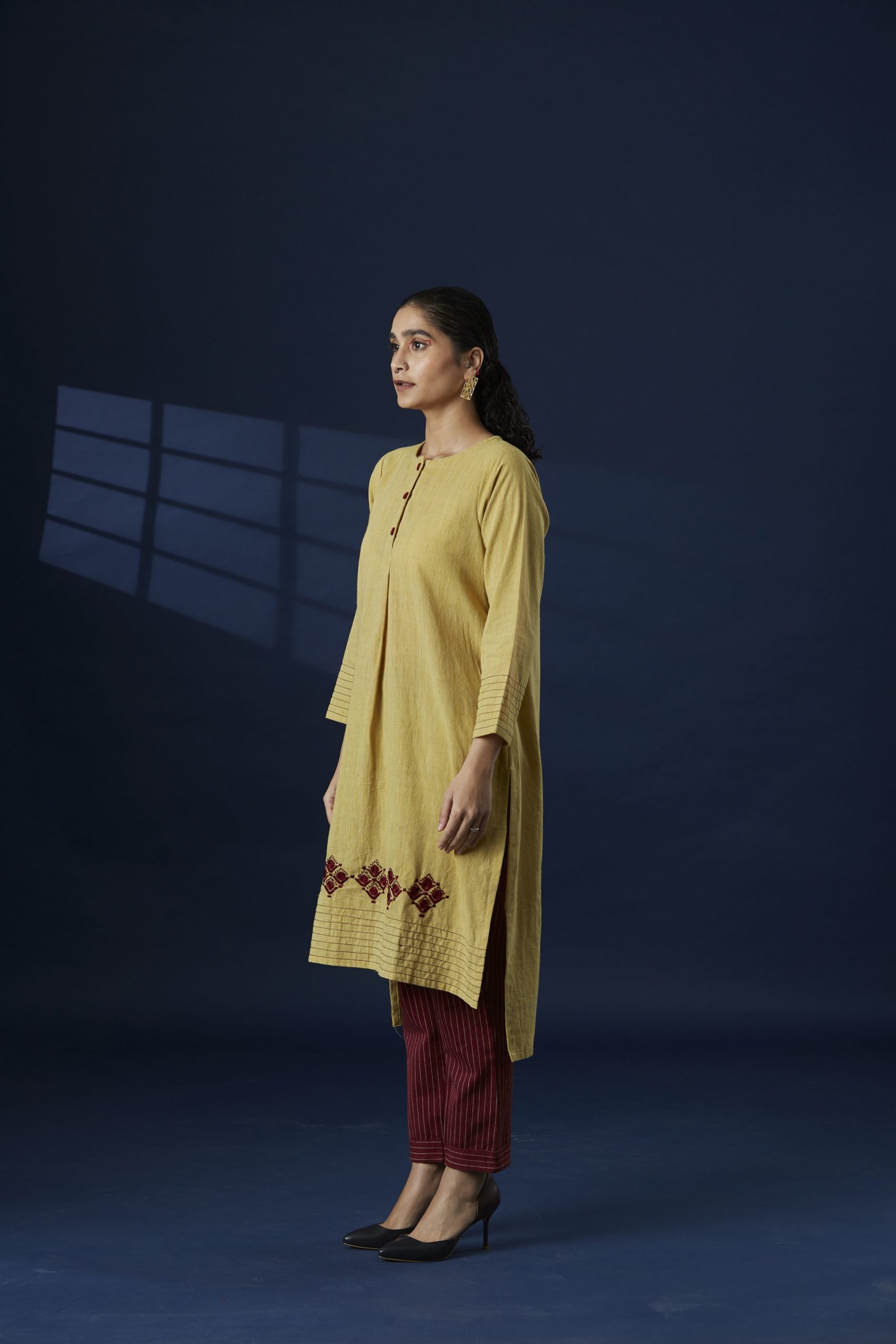 Anar Yellow Cotton Kurta