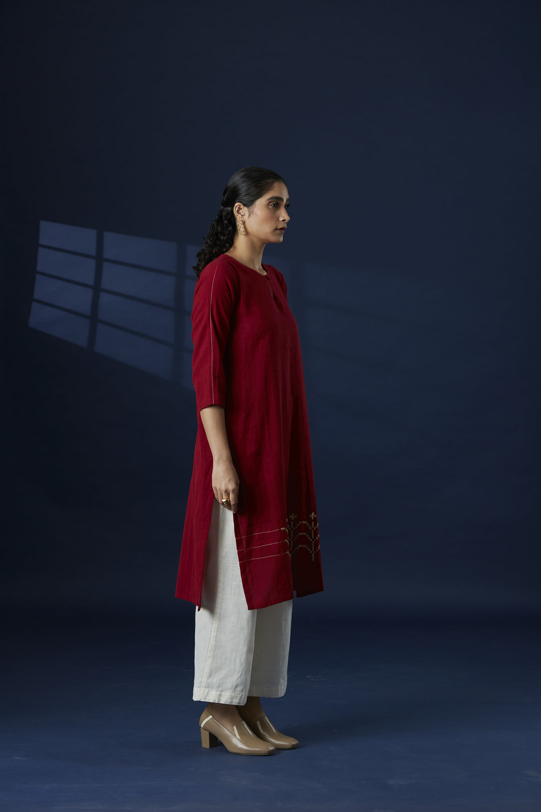 Red Geometric Jaal Kurta