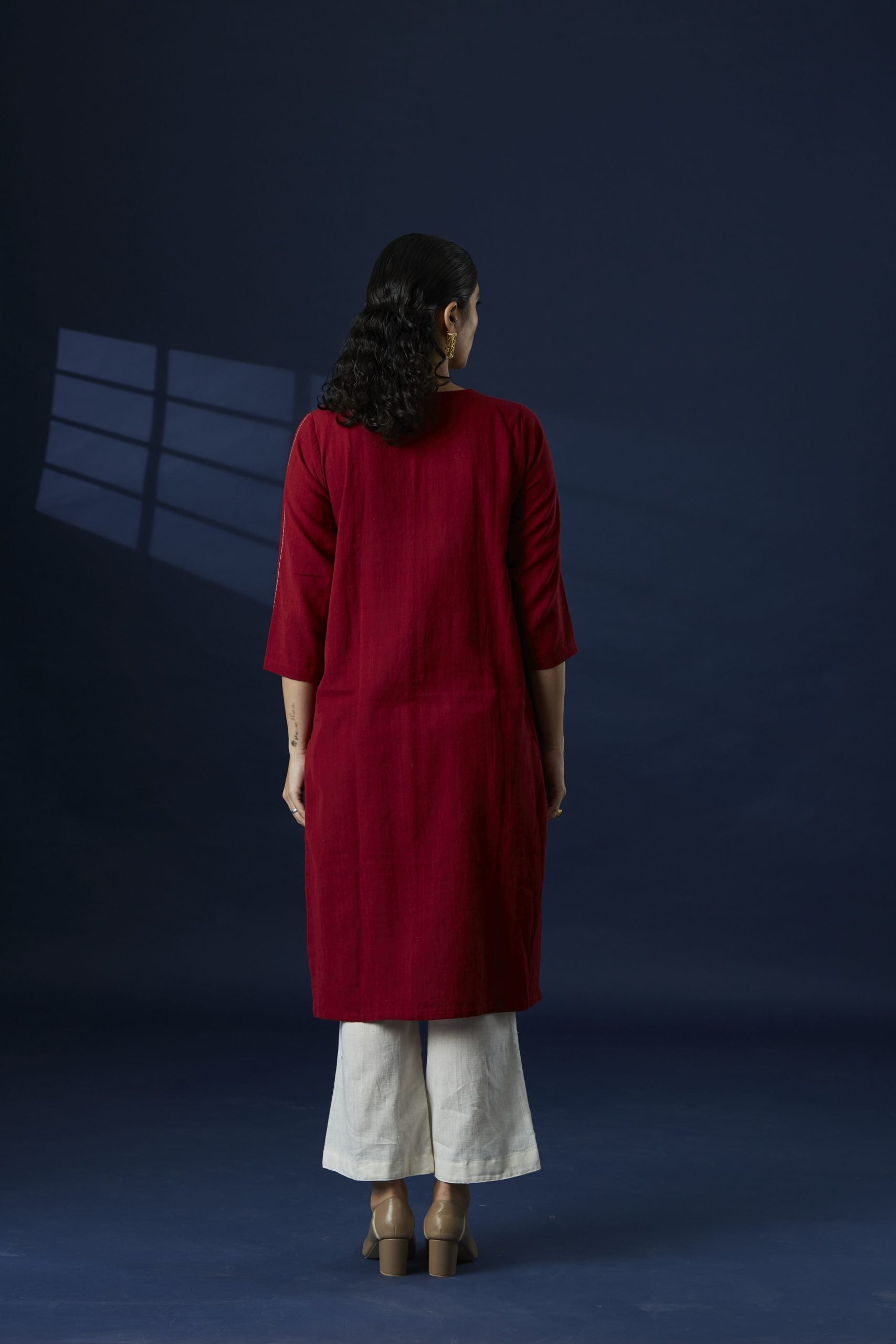 Red Geometric Jaal Kurta