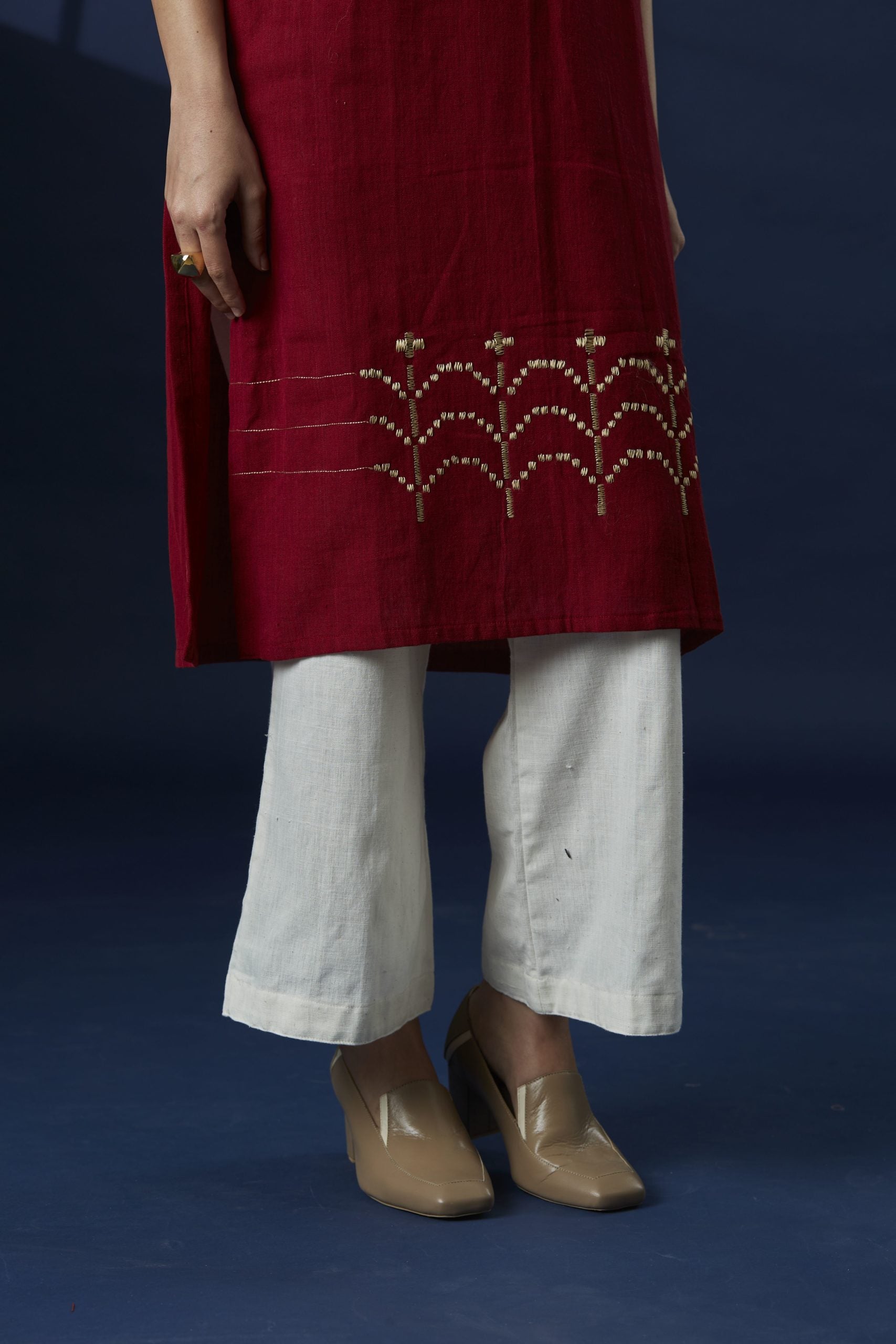 Red Geometric Jaal Kurta