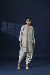 Rani Pink Phulkari Cotton Long Kurta