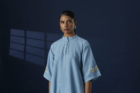 Blue Khaddar Cotton kurta Set