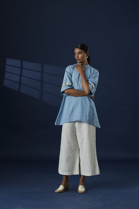 Blue Khaddar Cotton kurta