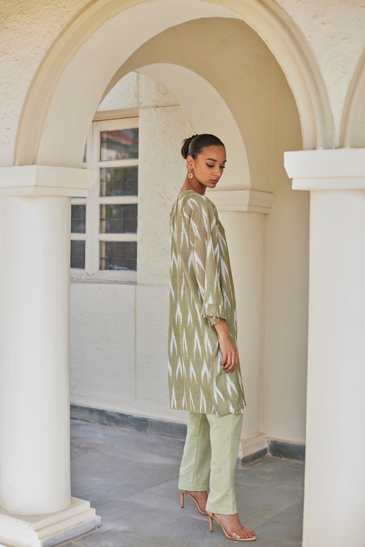 Green Ikat Cotton Kurta
