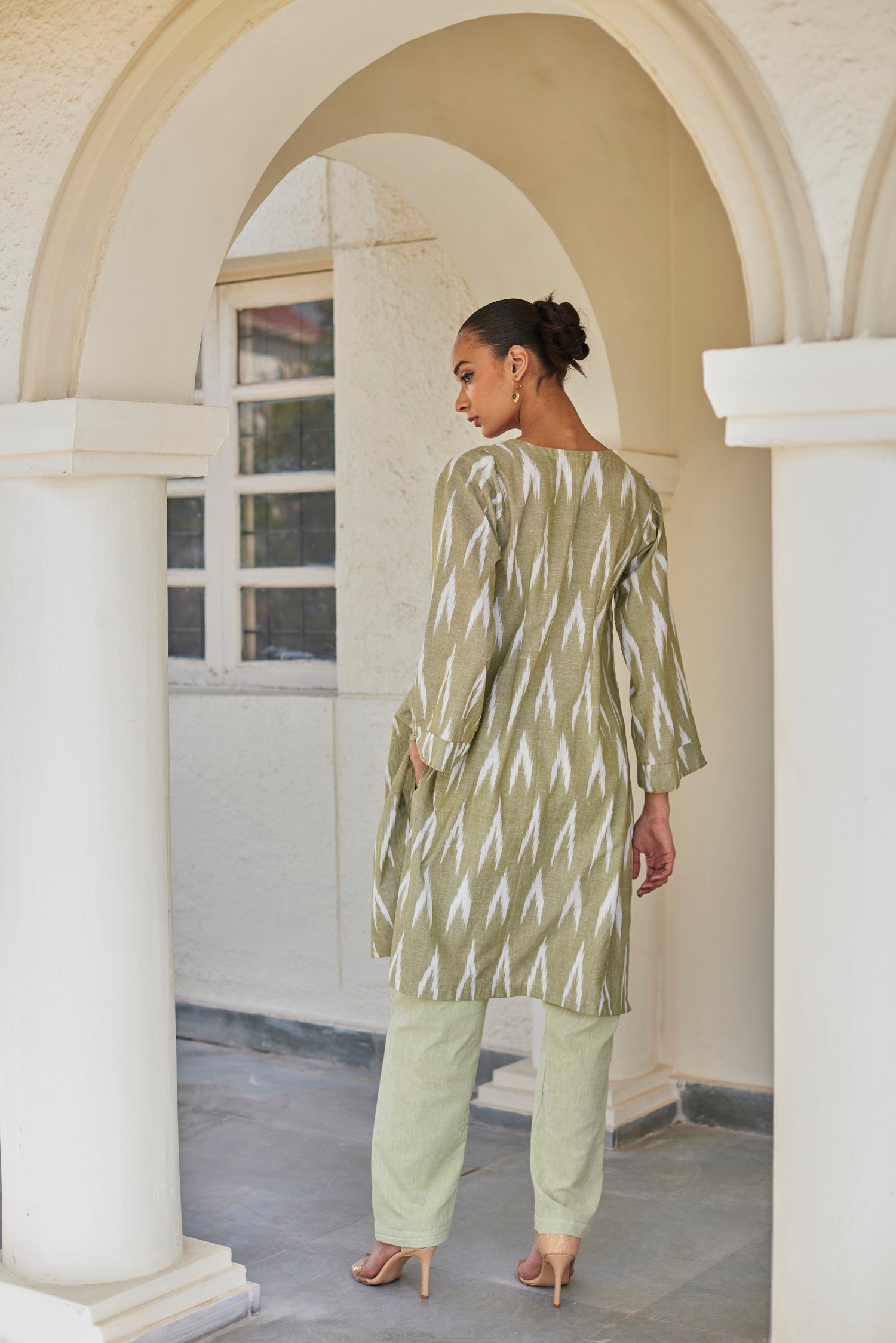 Green Ikat Cotton Kurta