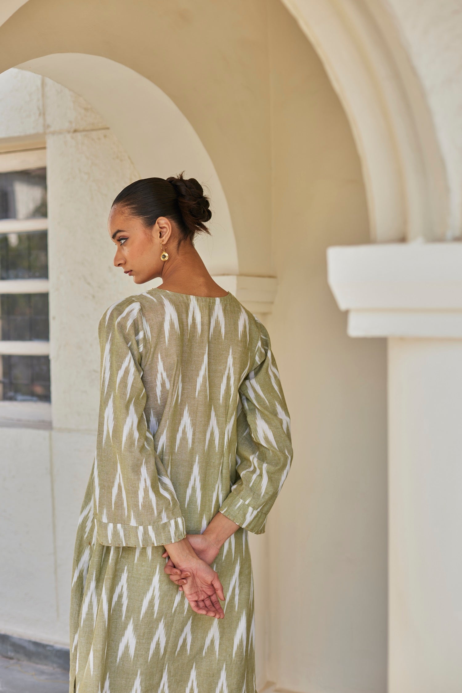 Green Ikat Cotton Kurta