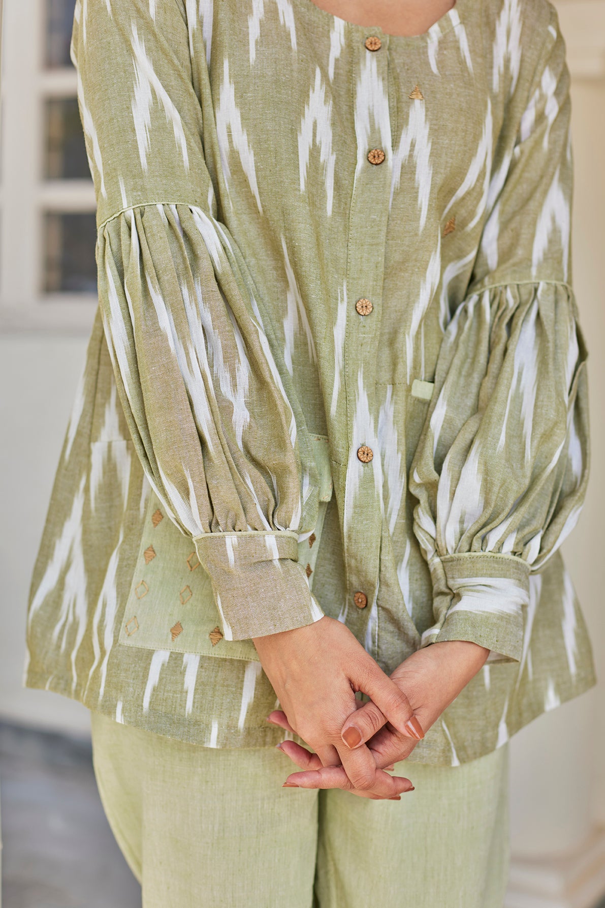 Green Ikat Top