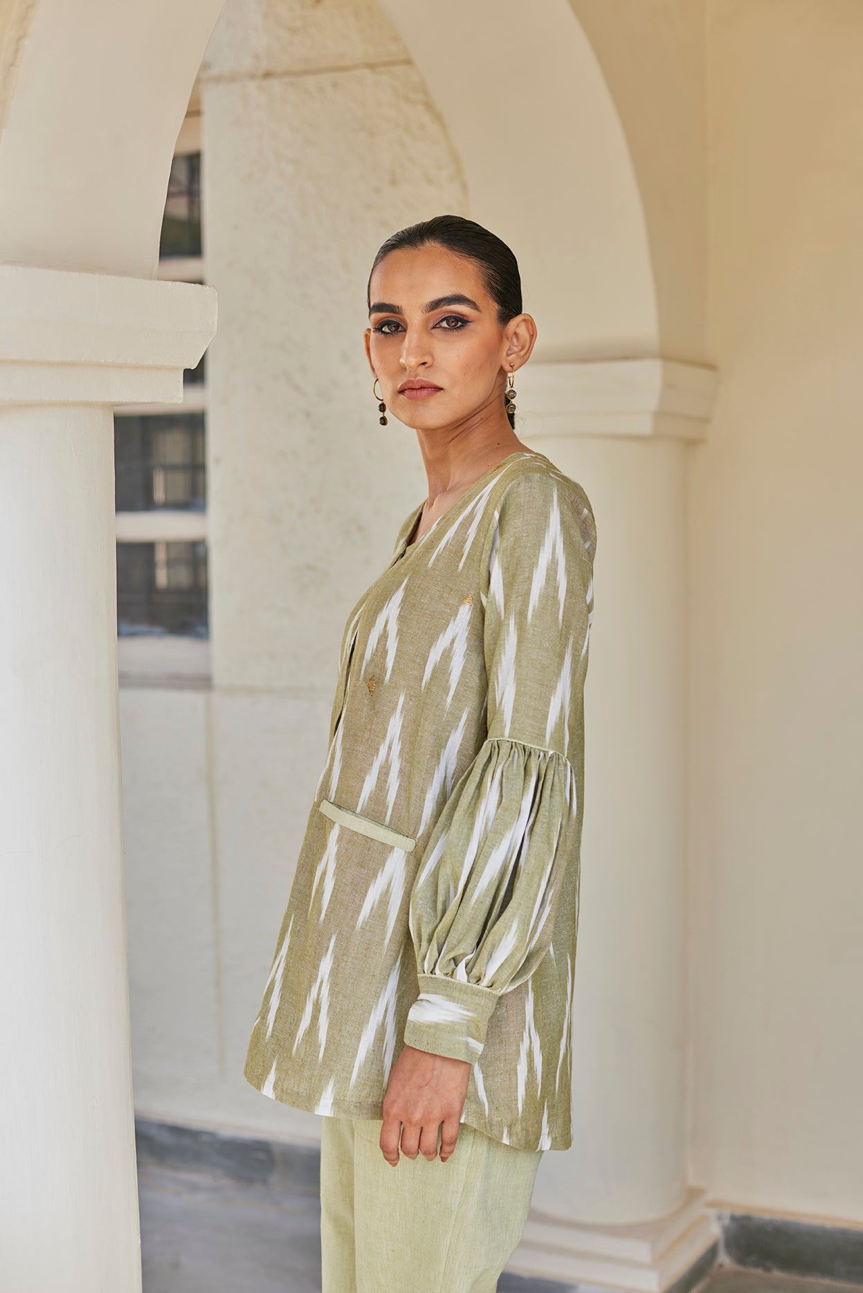 Green Ikat Top
