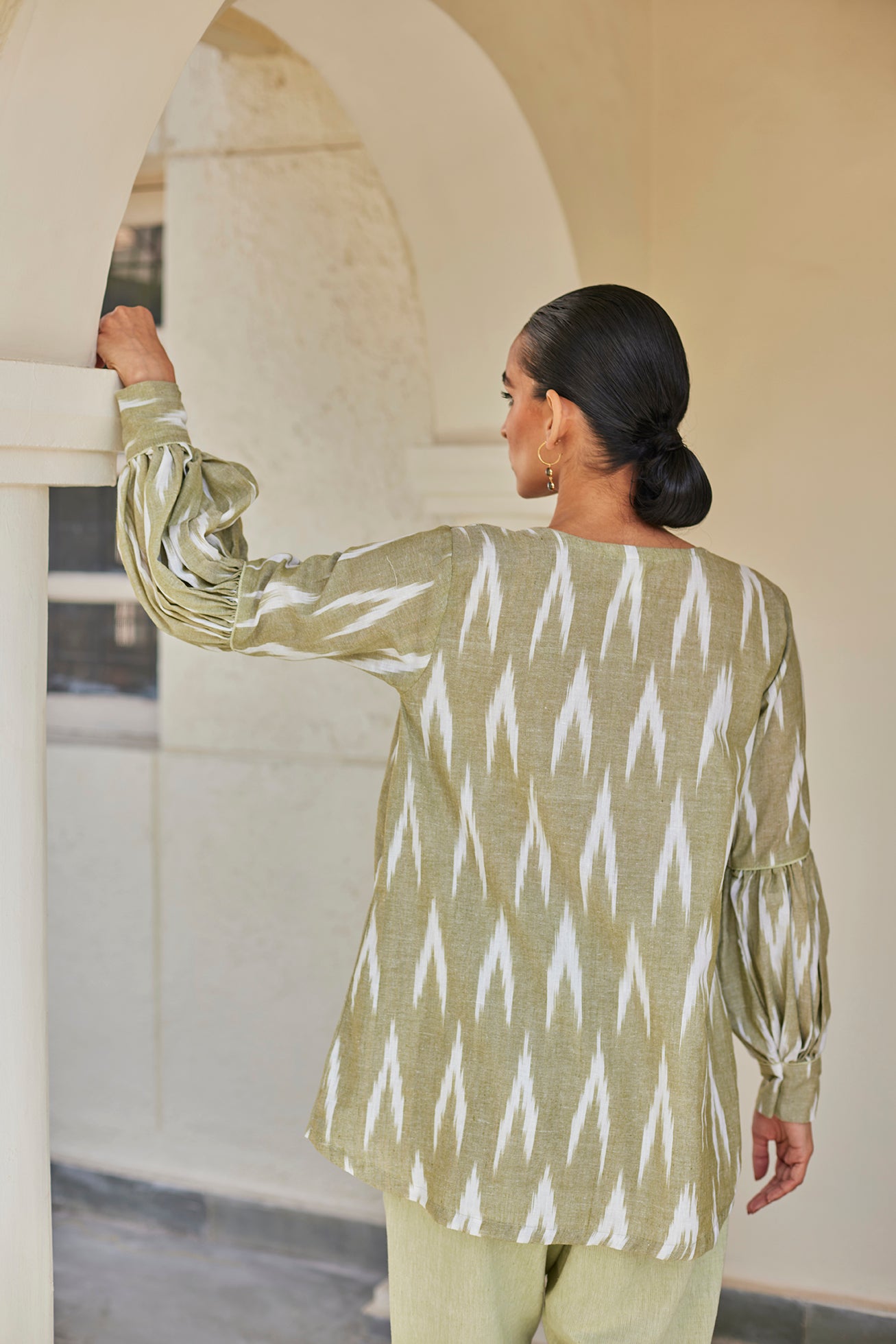 Green Ikat Top