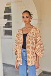 Mustard Ikat Overlay Top