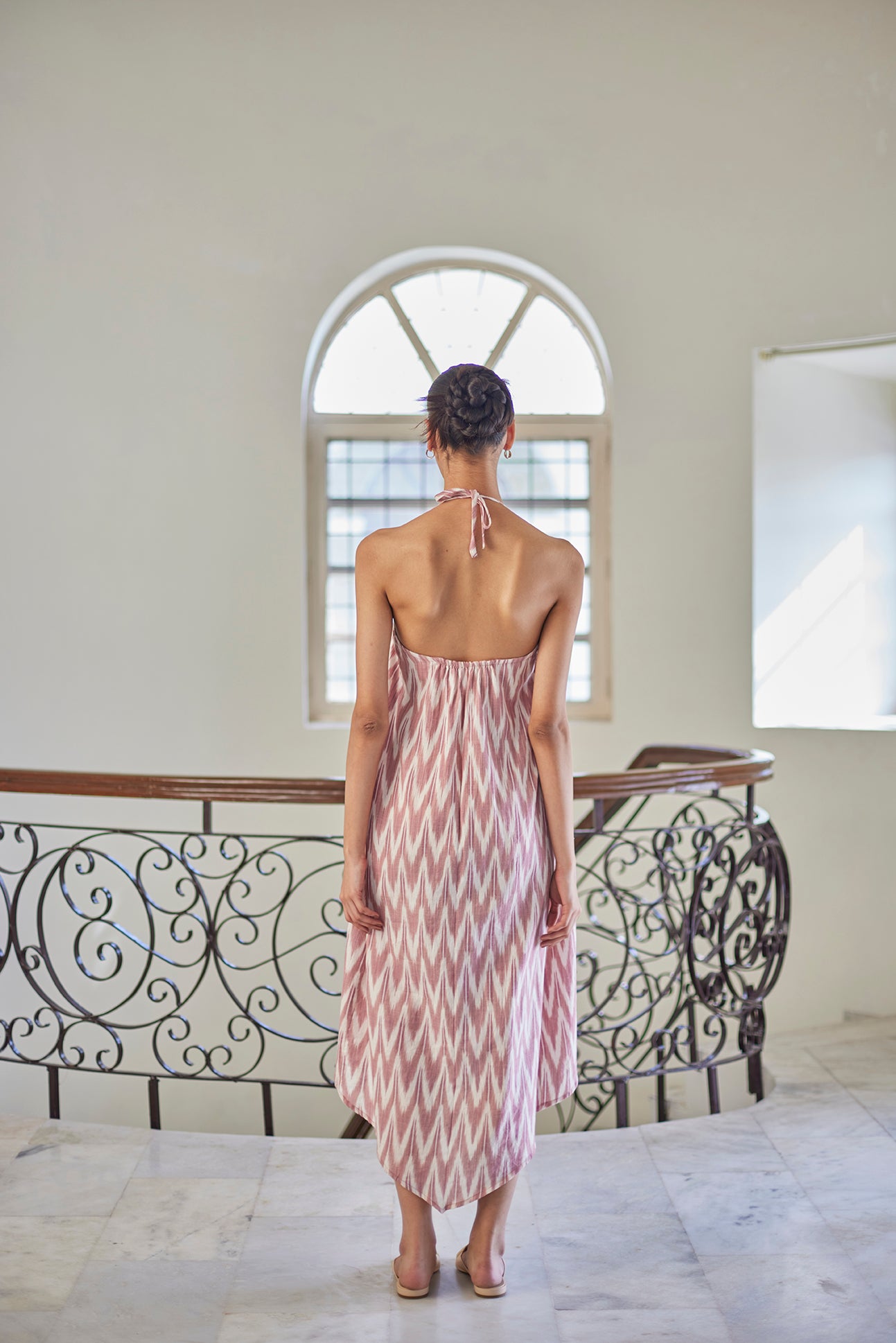 Halter Handwoven Ikat Pink Dress