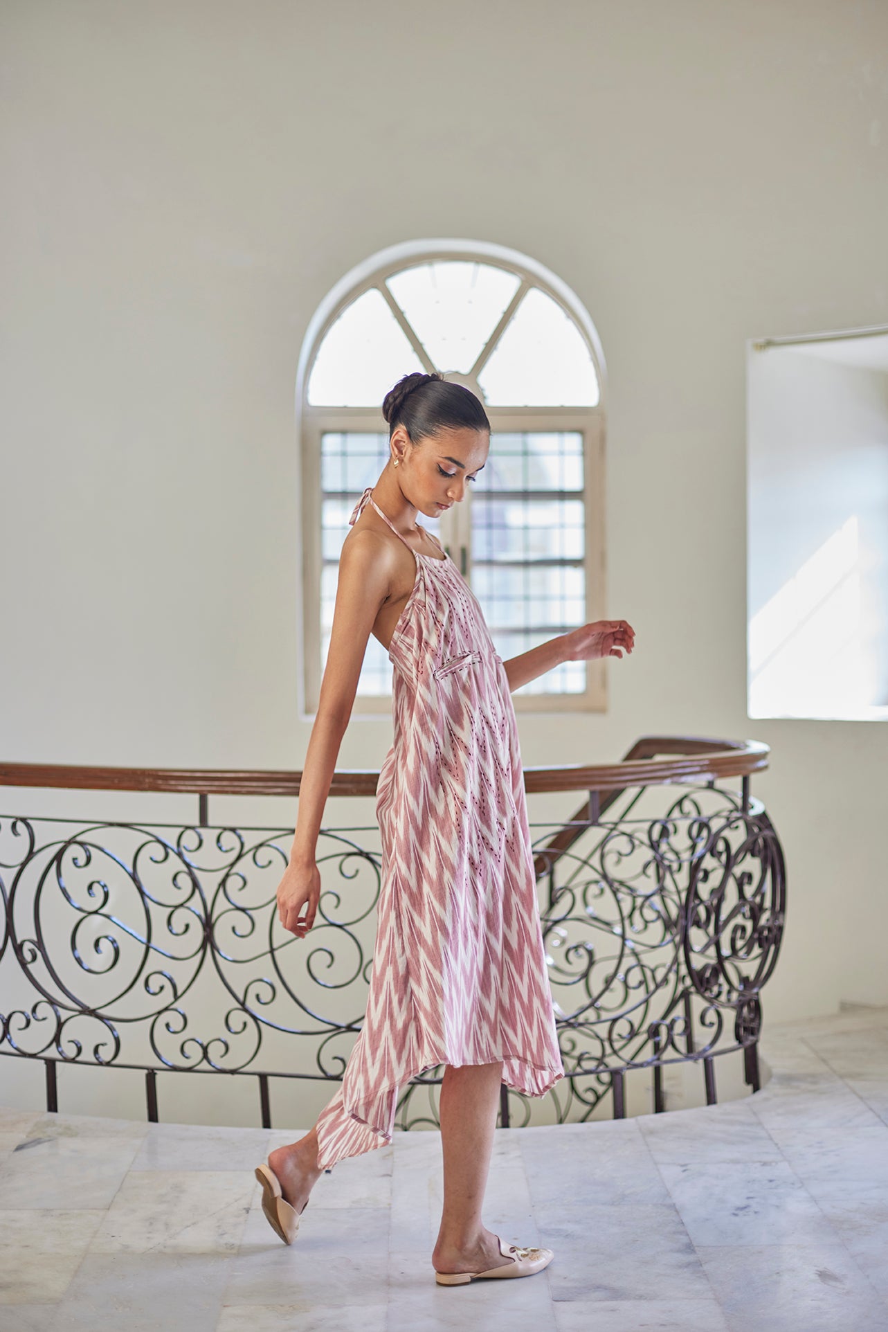 Halter Handwoven Ikat Pink Dress