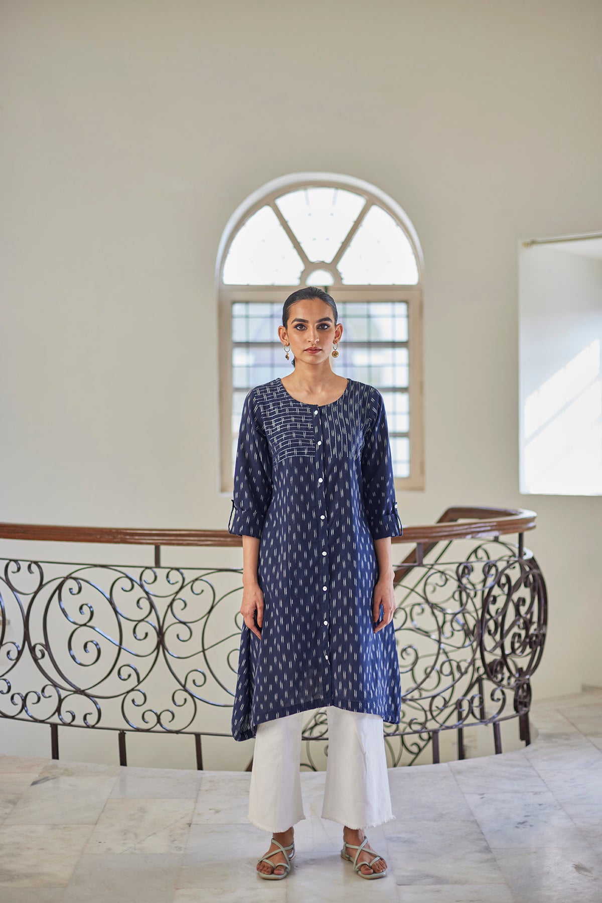 Handwoven Ikat Dark Blue Kurta