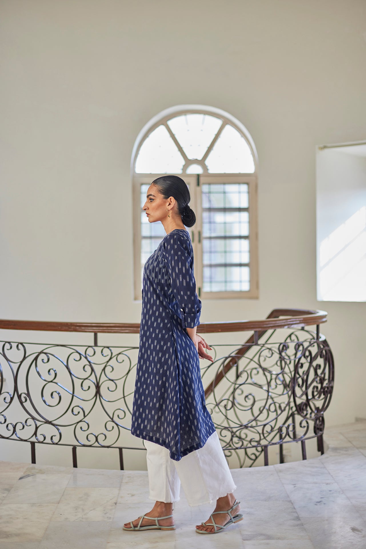 Handwoven Ikat Dark Blue Kurta