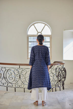 Handwoven Ikat Dark Blue Kurta