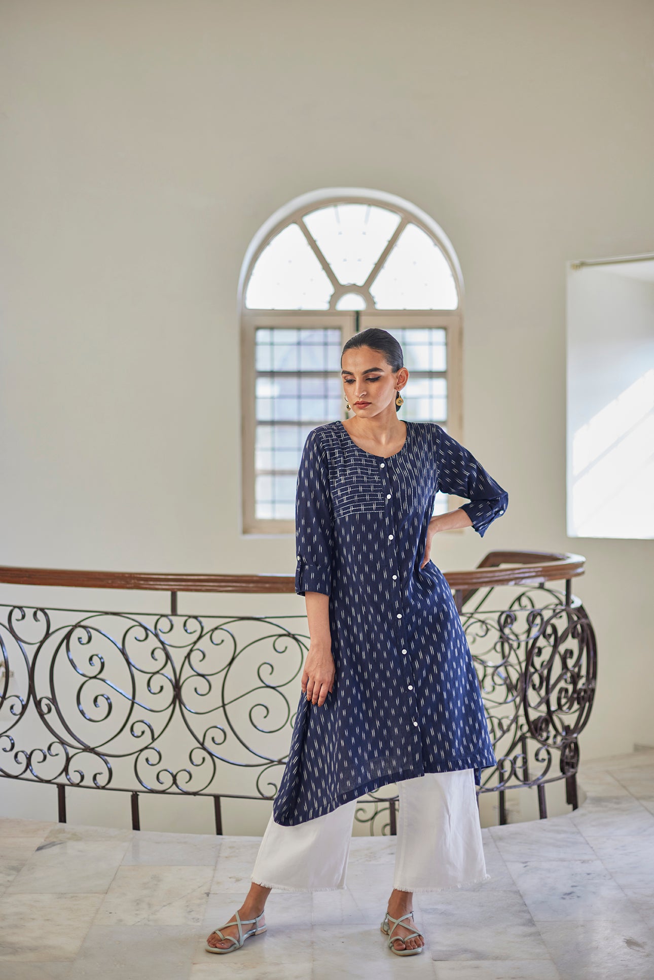 Handwoven Ikat Dark Blue Kurta