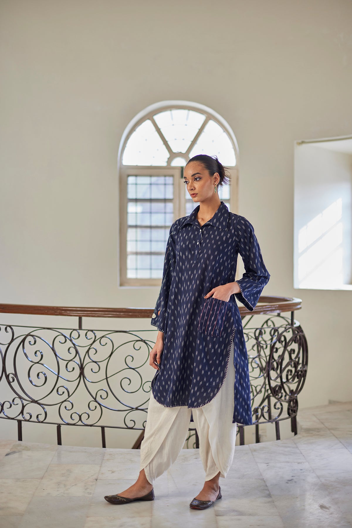 Phulkari on Ikat Kurta