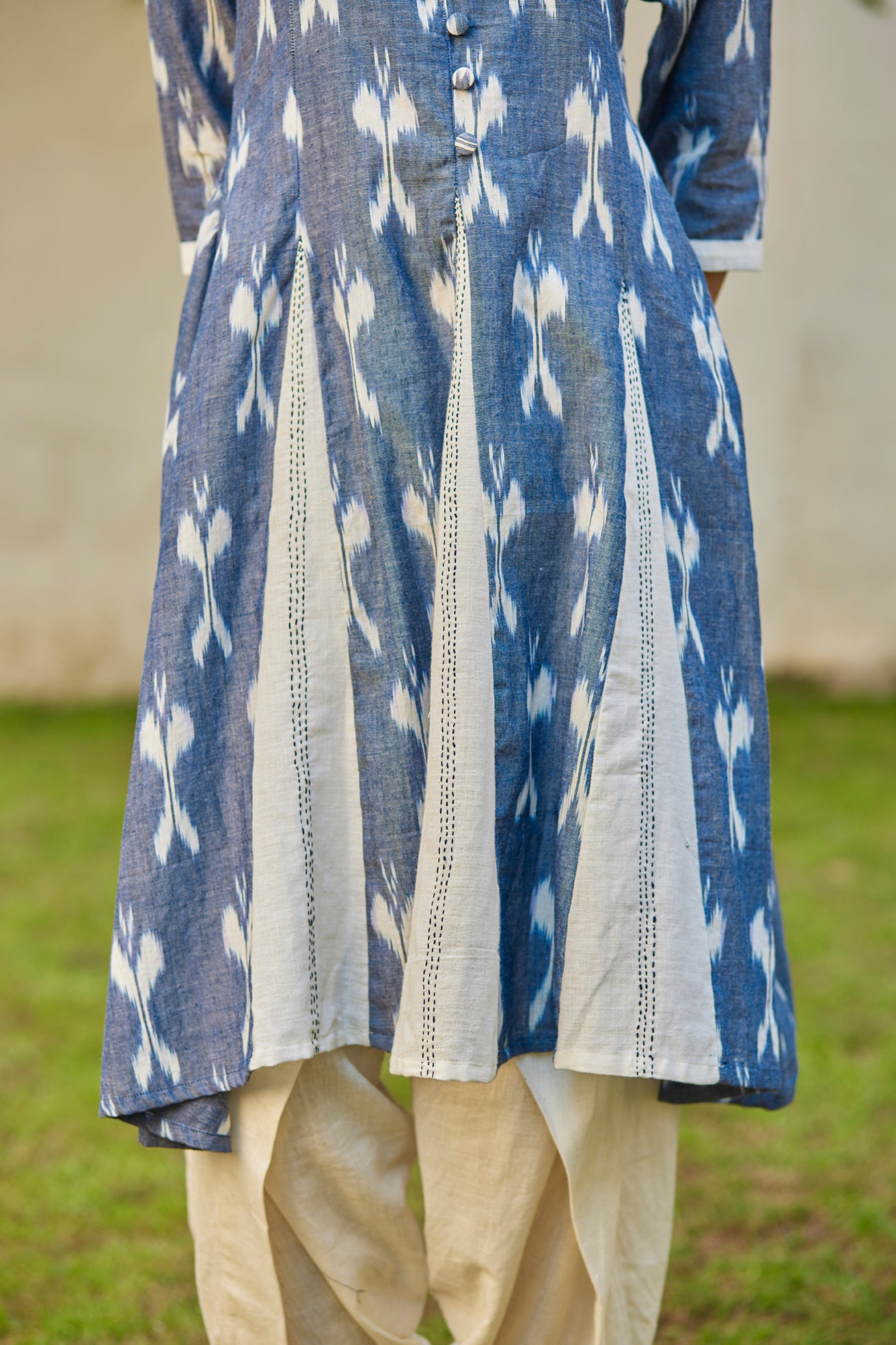Flared Blue Ikat Kurta