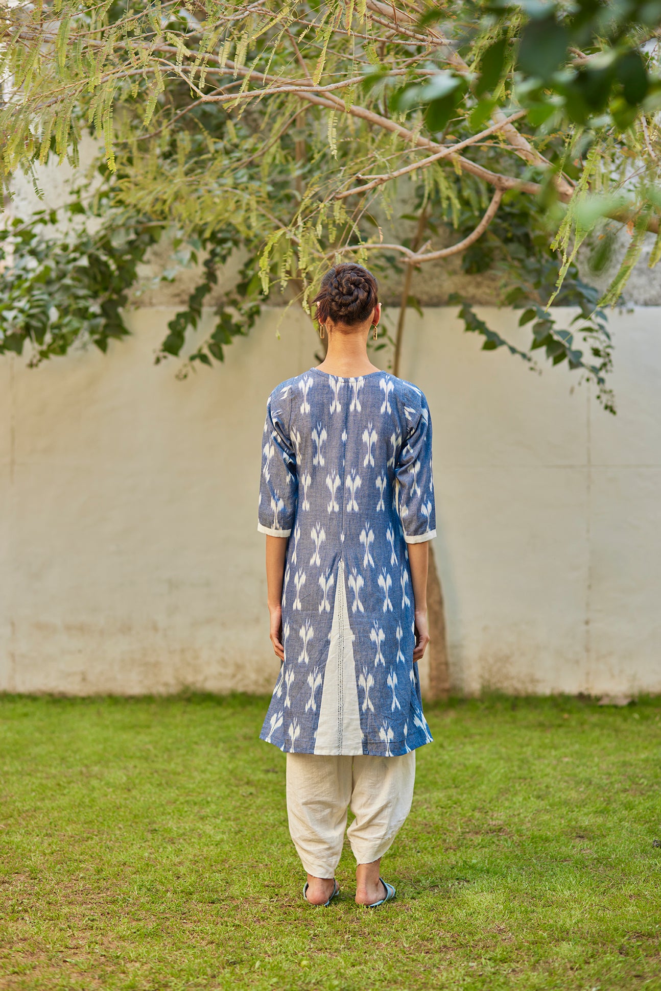 Flared Blue Ikat Kurta