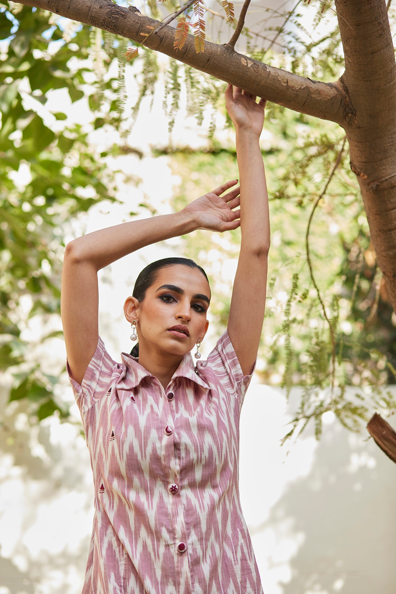 Pale Pink Dress with Embroidered Buttons