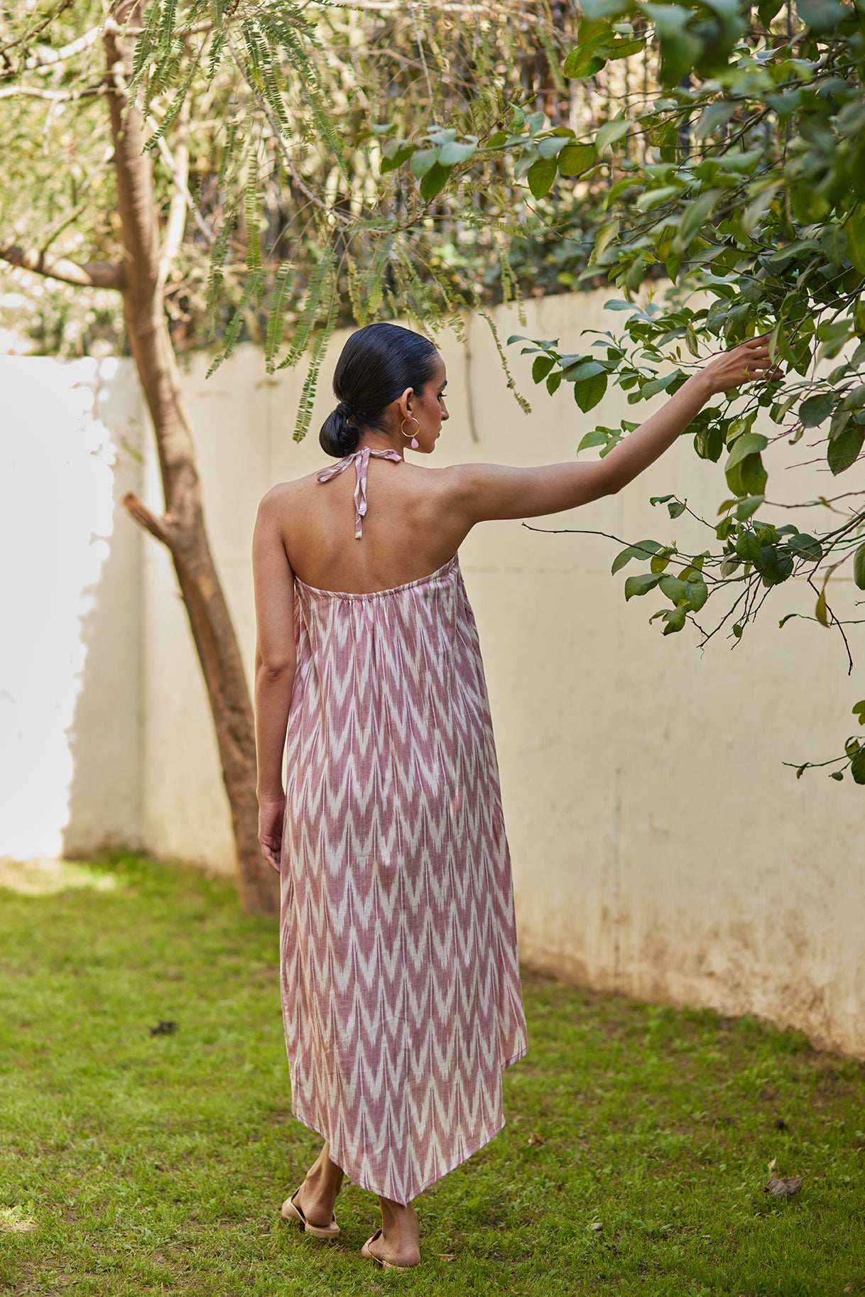 Halter Handwoven Ikat Pink Dress