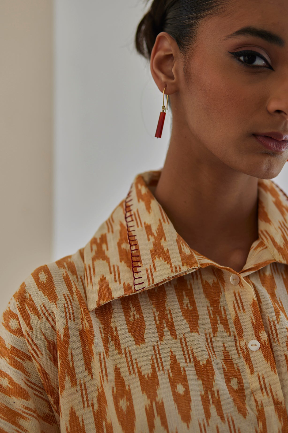 Mustard Ikat Kaftan Dress