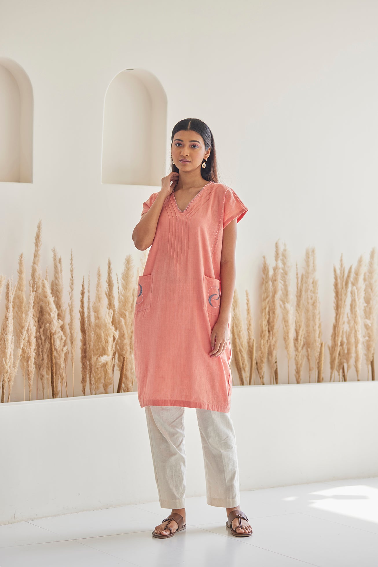 Peach Cotton Kaftan
