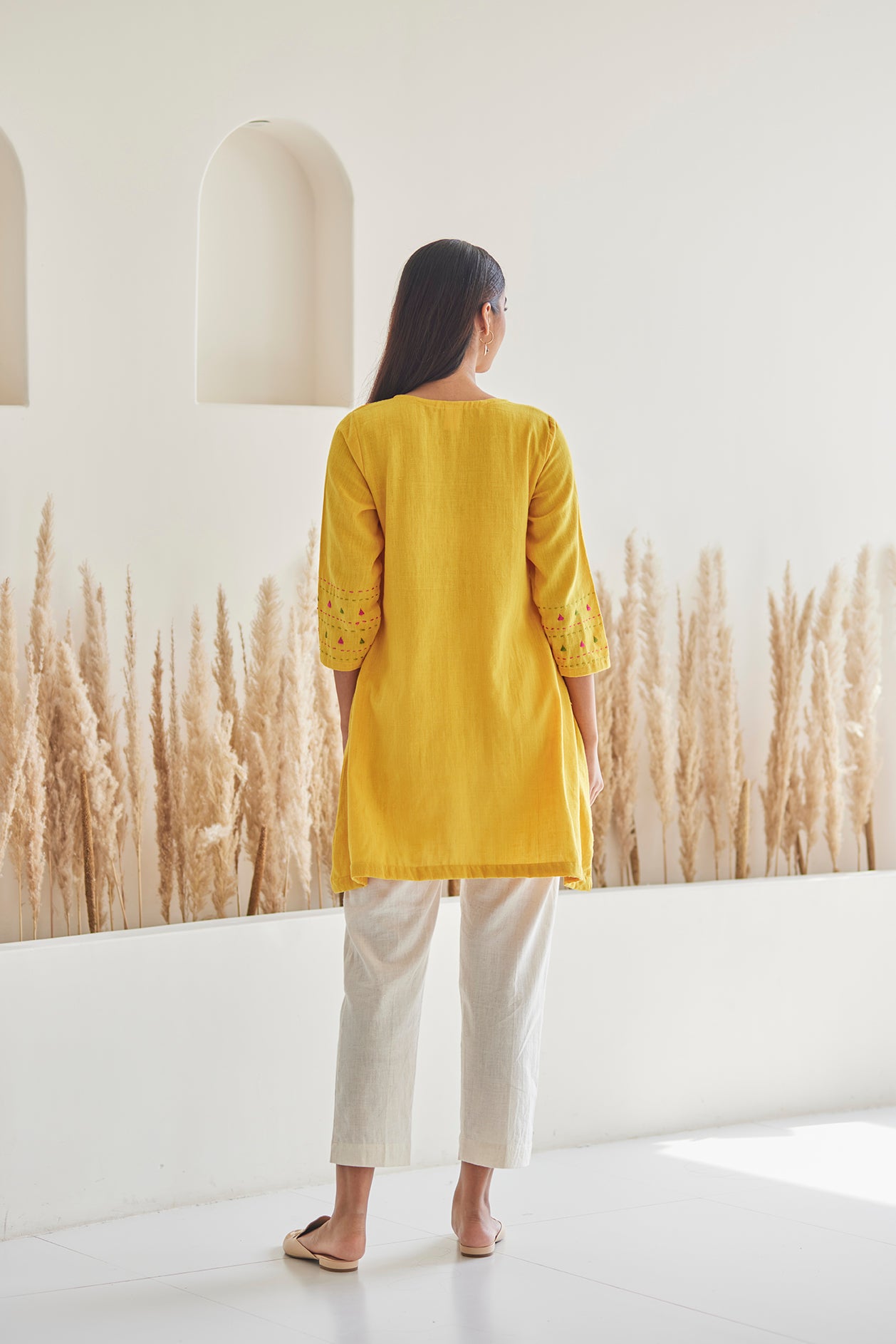 Turmeric Embroidered Fluid Top