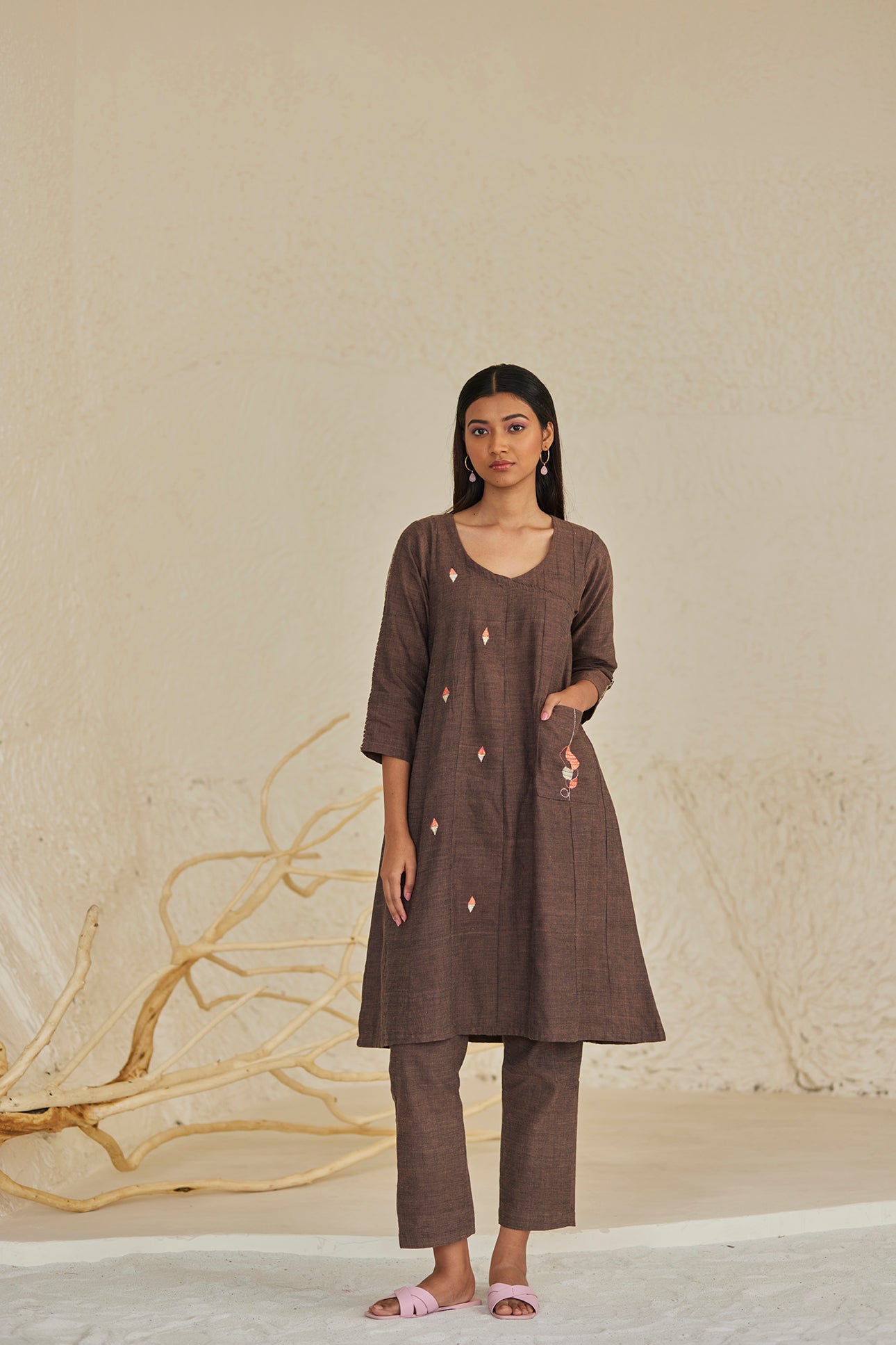 Cotton Dark Brown Kurta
