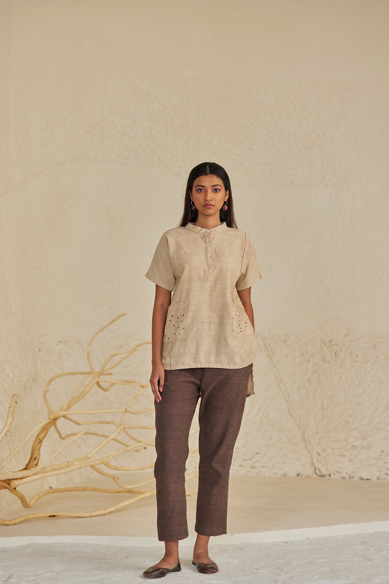 Collar Beige Top