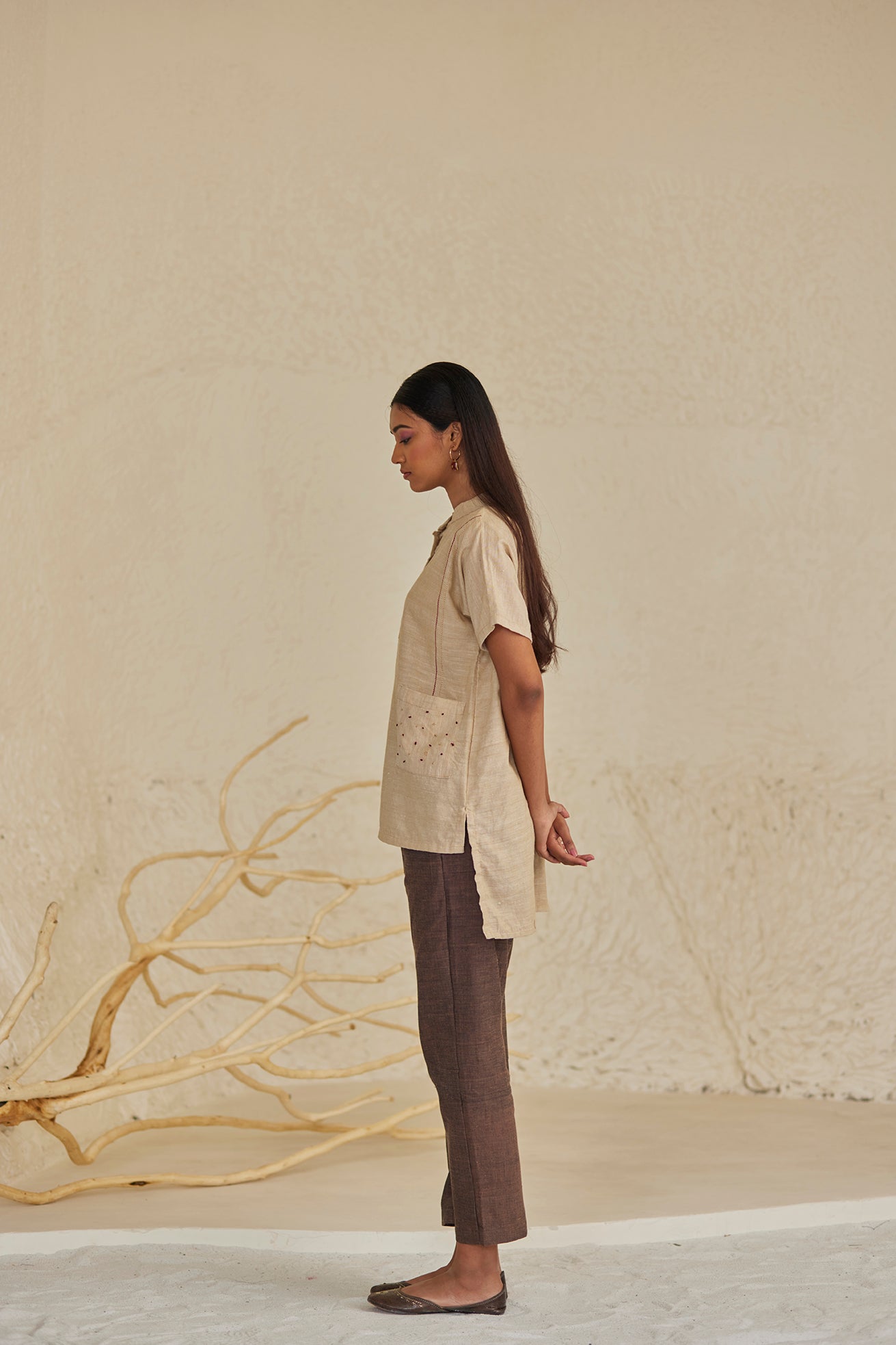 Collar Beige Top