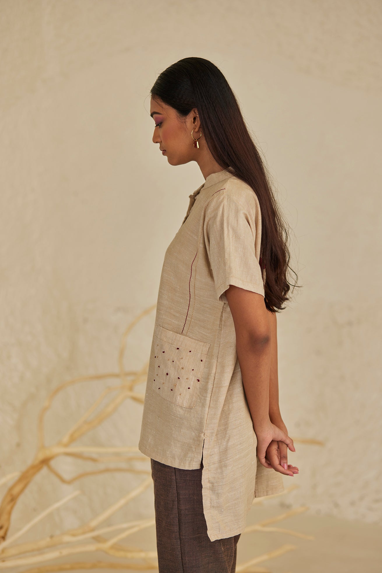 Collar Beige Top