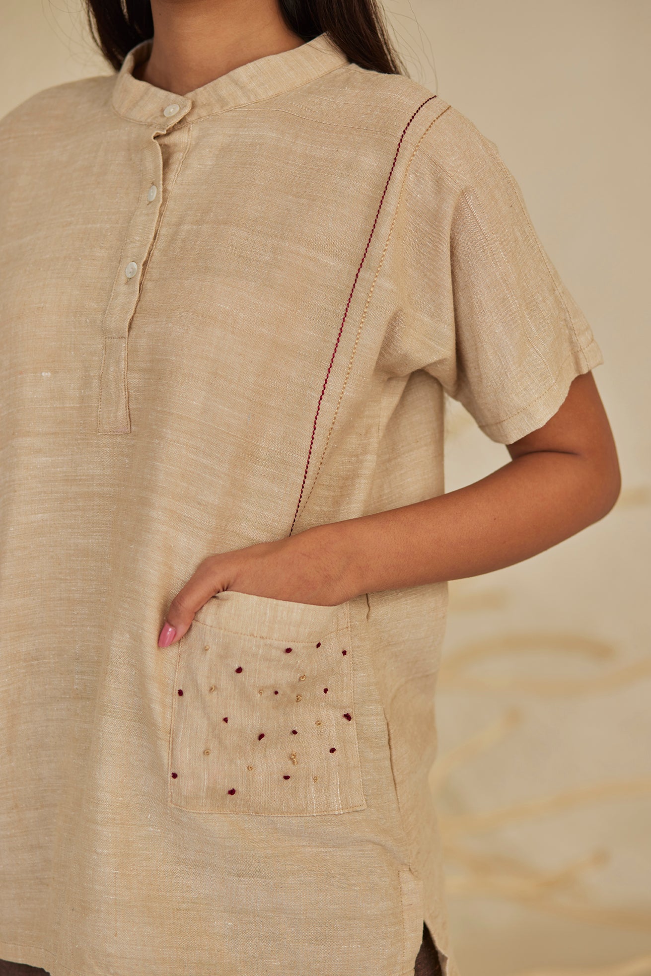 Collar Beige Top