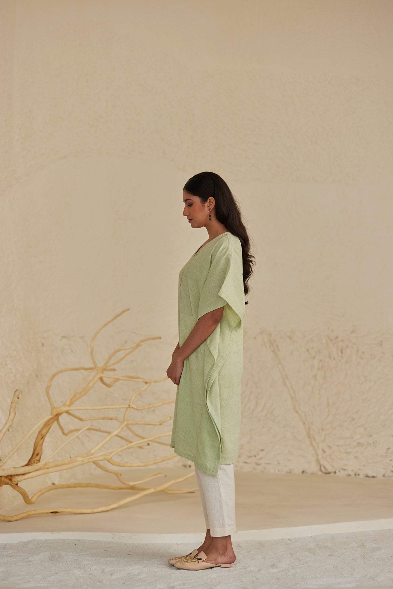 Relaxed Fit Pista Green Kaftan
