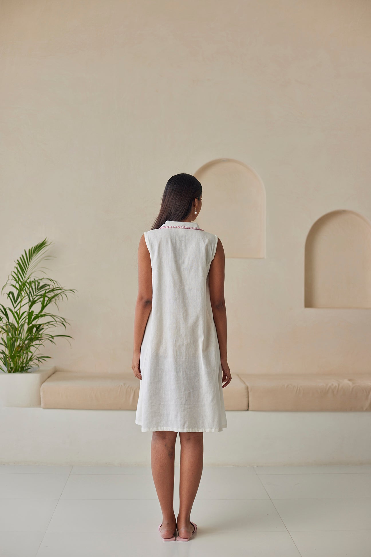 White Khaddar Embroidered Dress