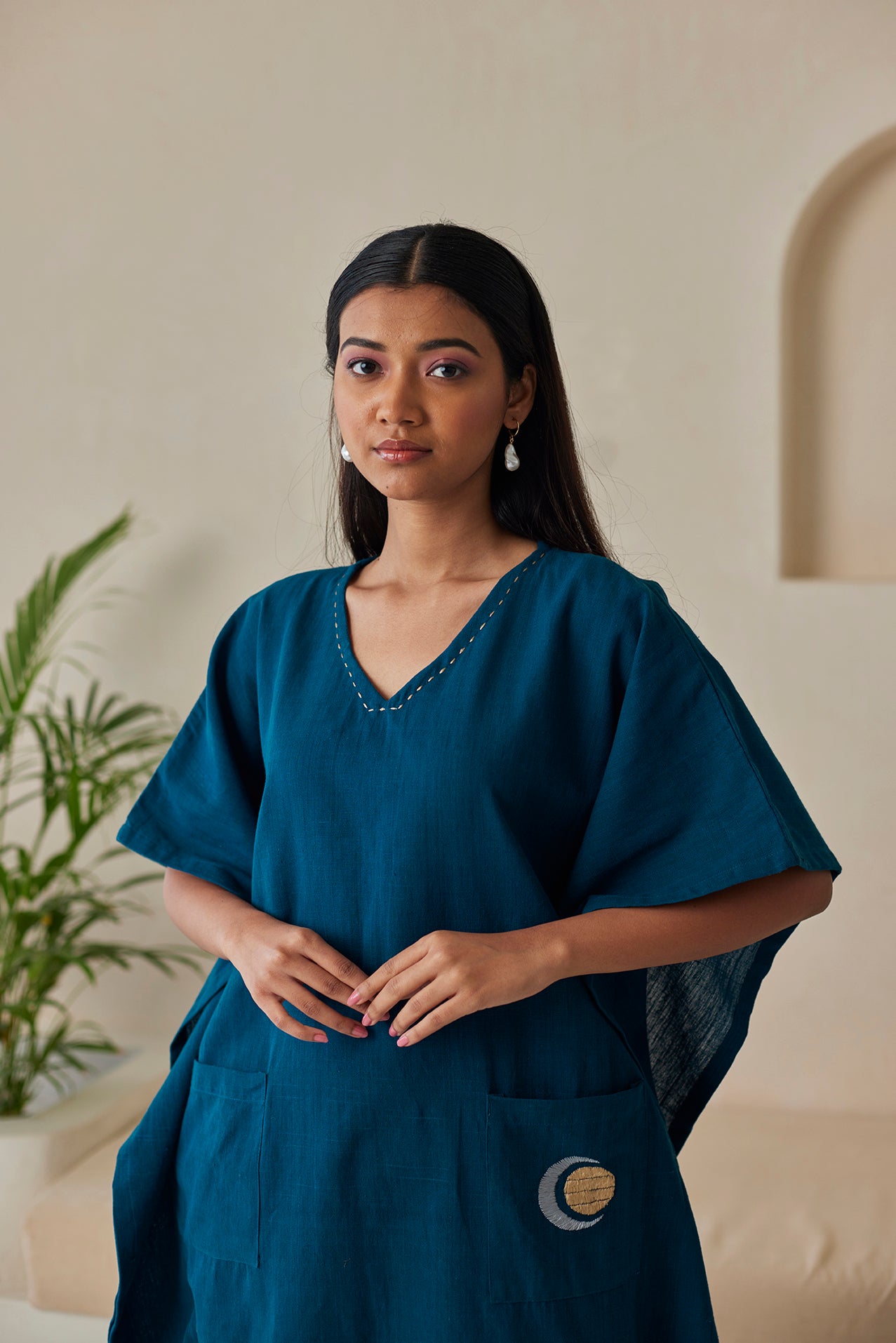 Plain Indigo Cotton Kurta