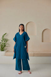 Plain Indigo Cotton Kurta