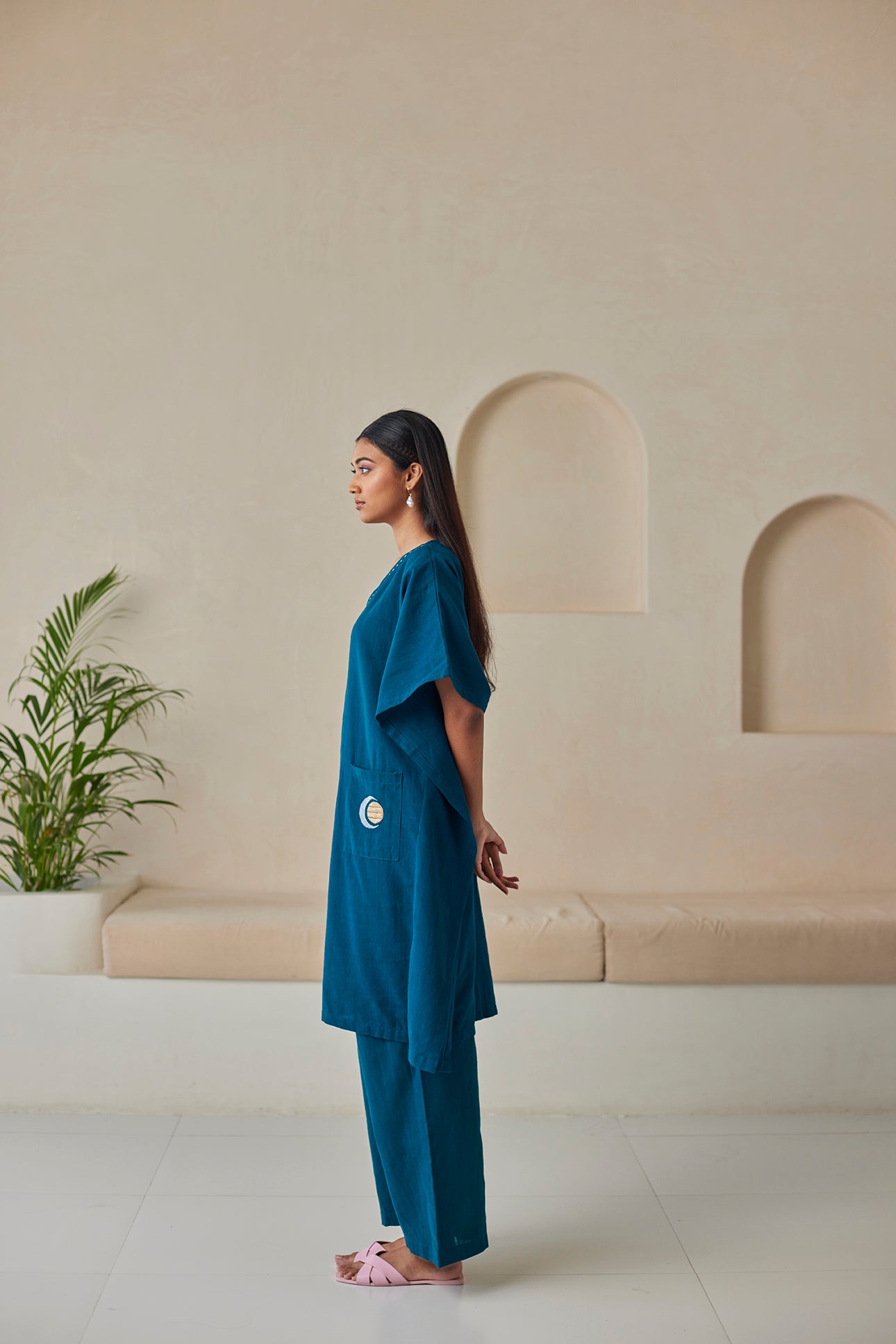 Plain Indigo Cotton Kurta