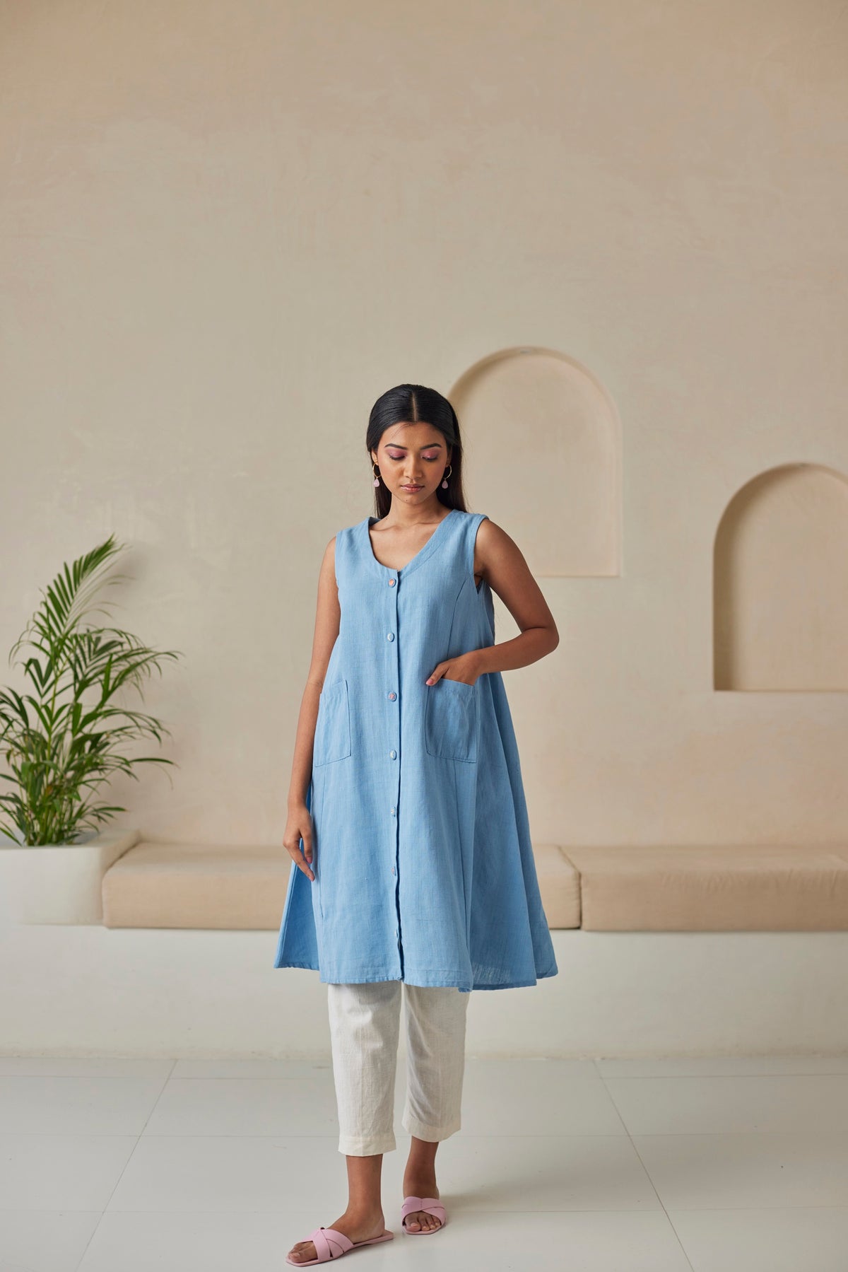 Embroidered Light Blue Kurta