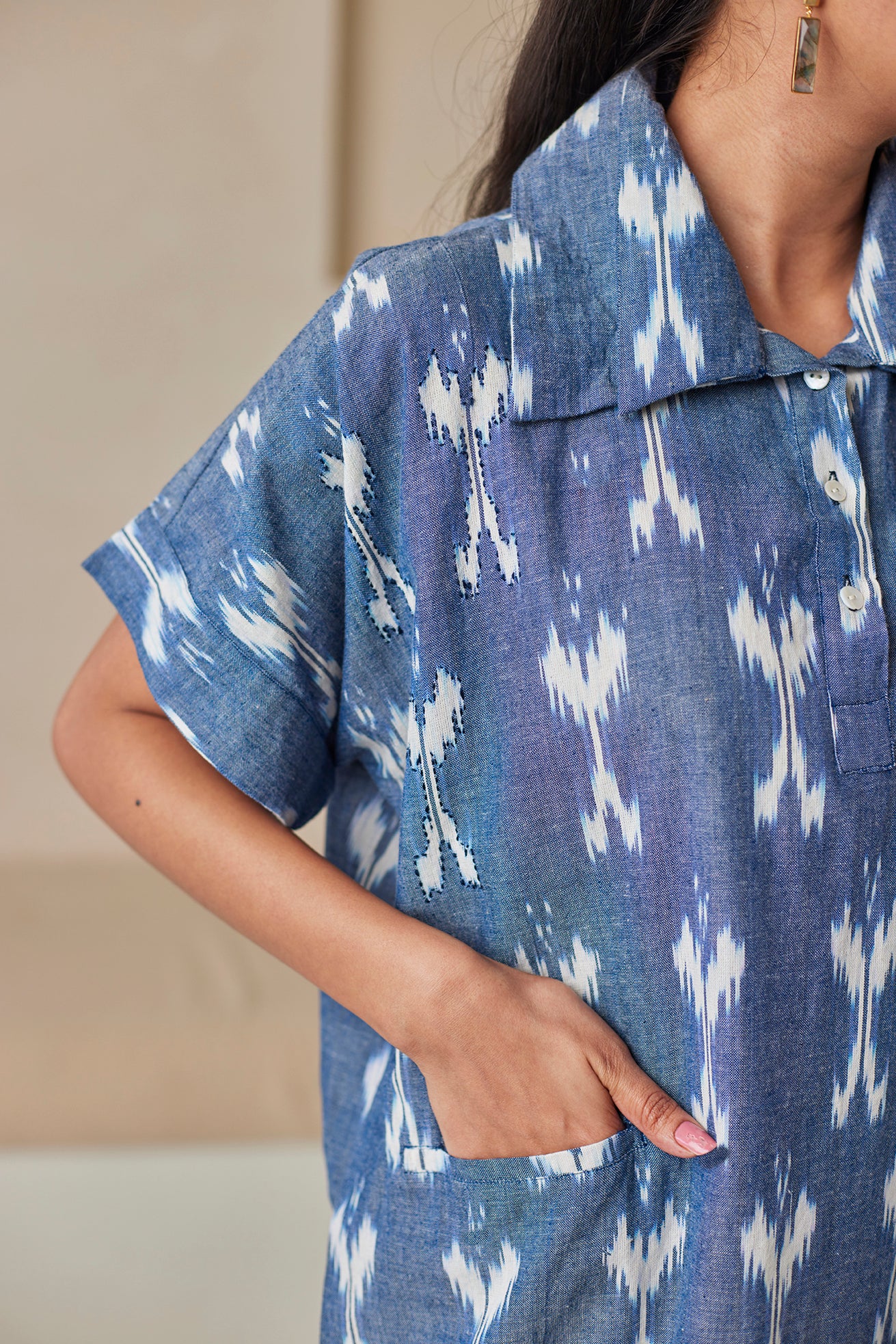 Light Blue Ikat Kaftan