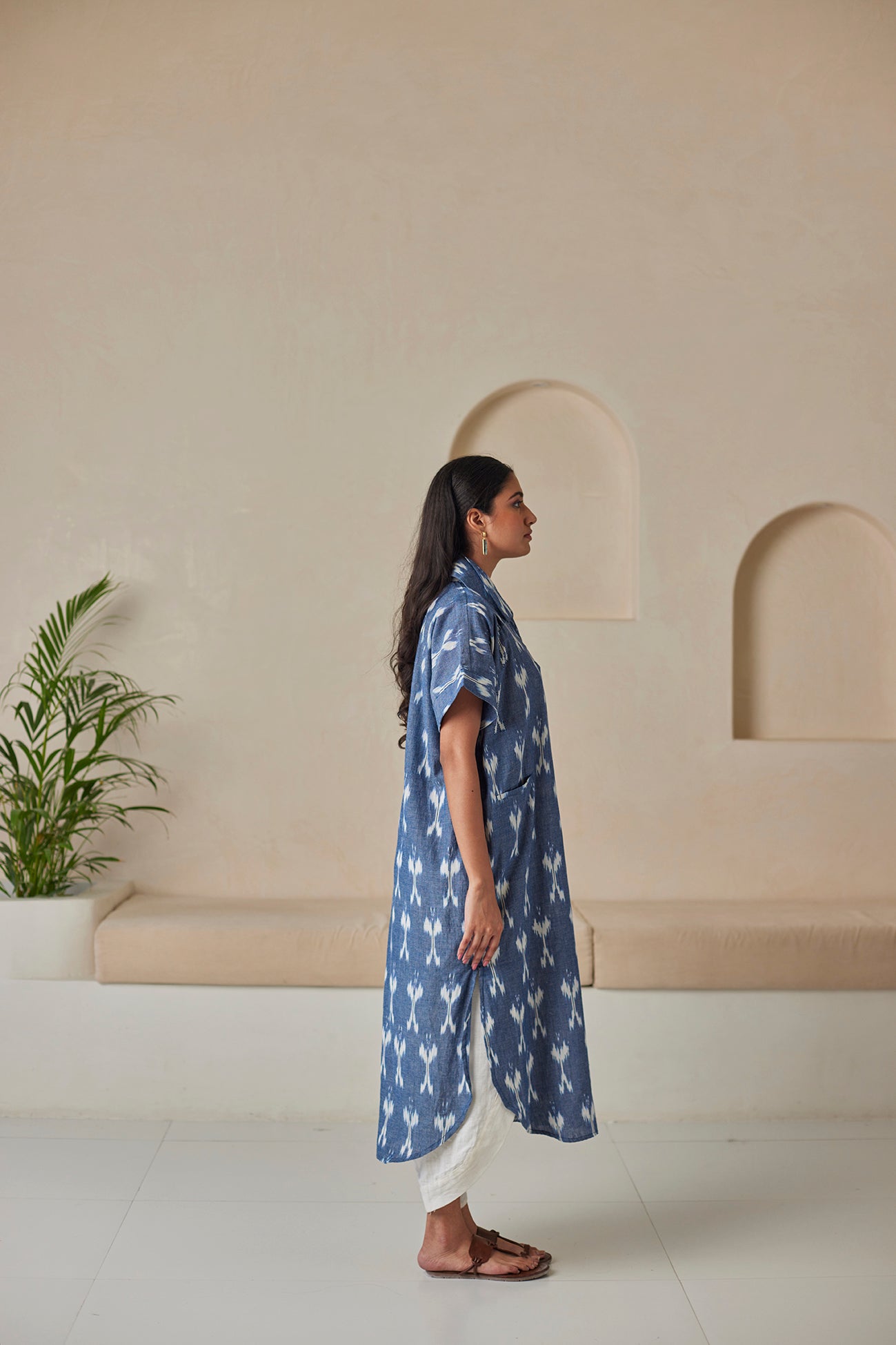 Light Blue Ikat Kaftan