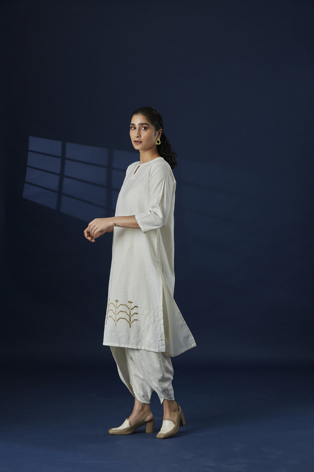 White Jaal Kurta Set