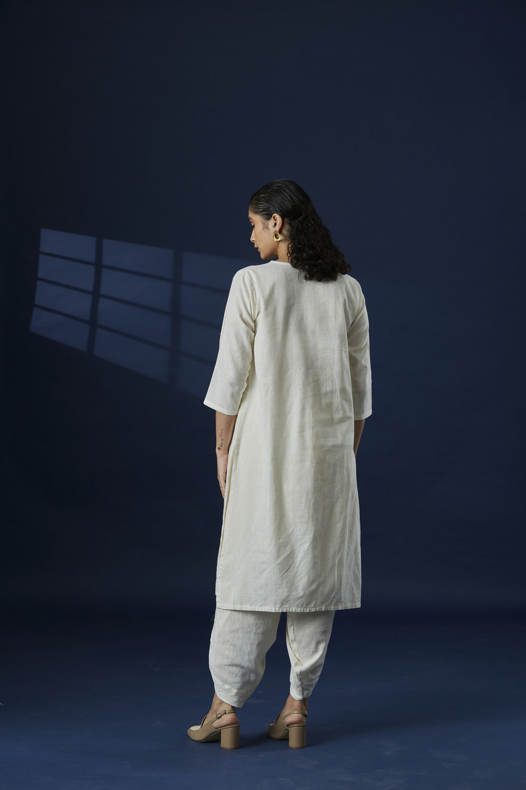 White Jaal Kurta Set