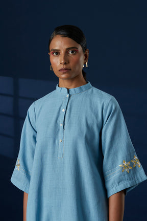 Blue Khaddar Cotton kurta